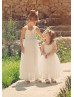 Ivory Lace Tulle Ankle Length Vintage Flower Girl Dress